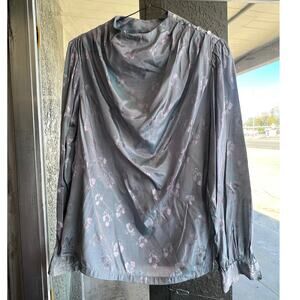 Vintage 1980's silver metallic floral blouse size 12